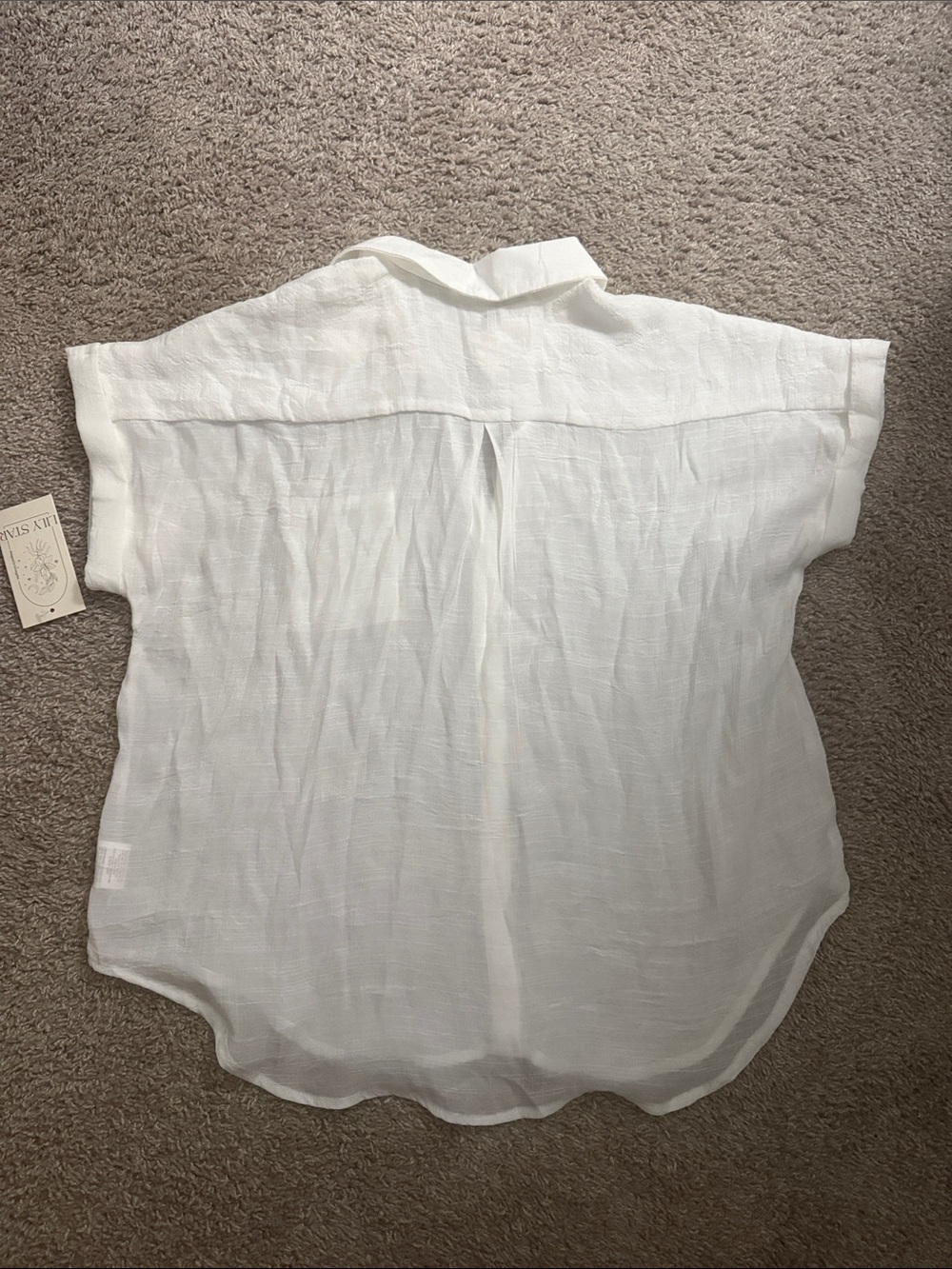 Lily Star White Linen Short-Sleeve Button-Up Top - Picture 2 of 4